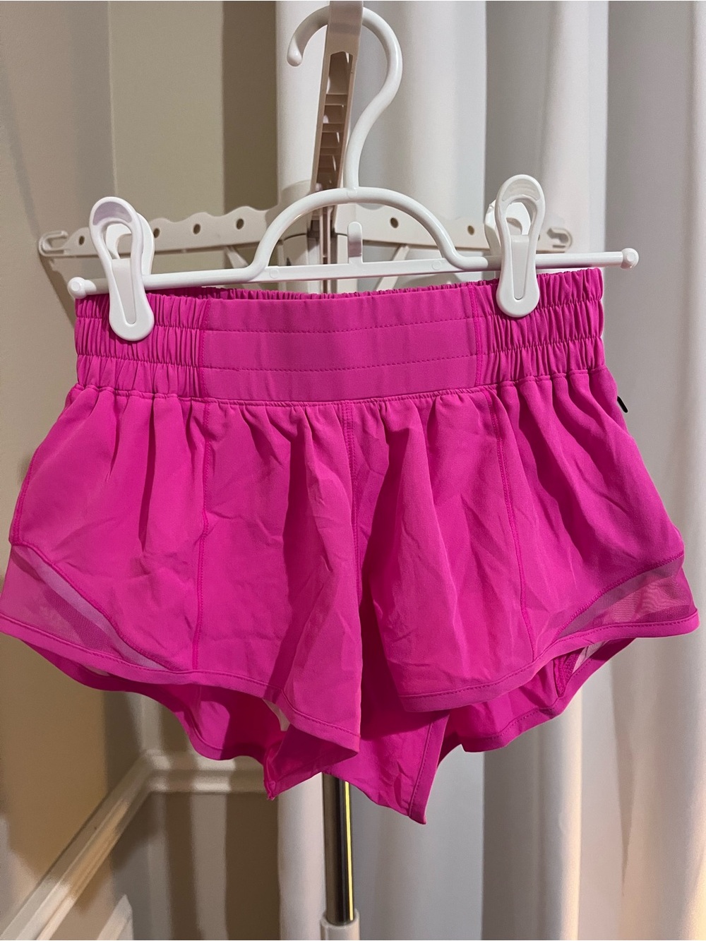 Hot Pink Running Athletic Shorts Built-In Liner Zip Pocket Size XXS